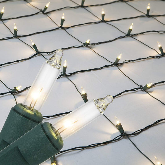 Clear Net Lights on Green Wire (4’X 6’ Net, 150 Lights, Clear)