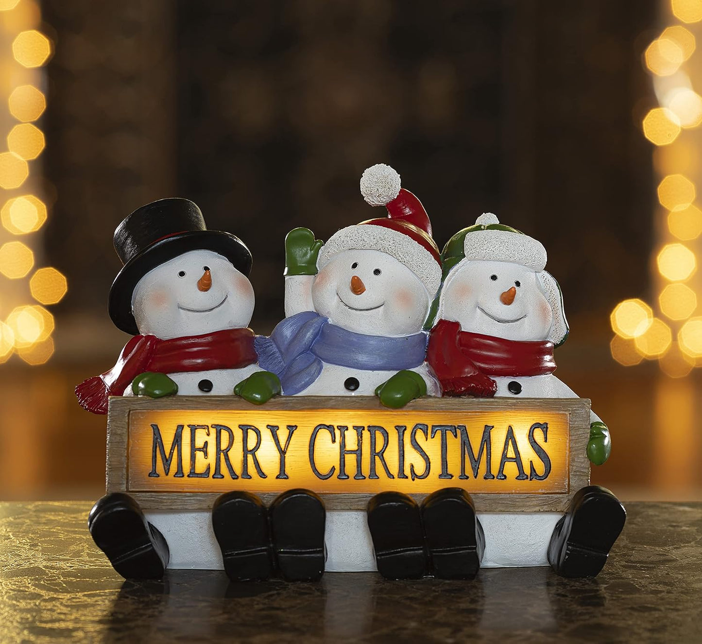 Glowing Snowman Merry Christmas Sign