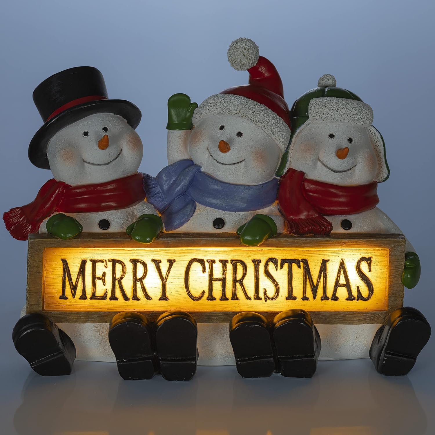 Glowing Snowman Merry Christmas Sign