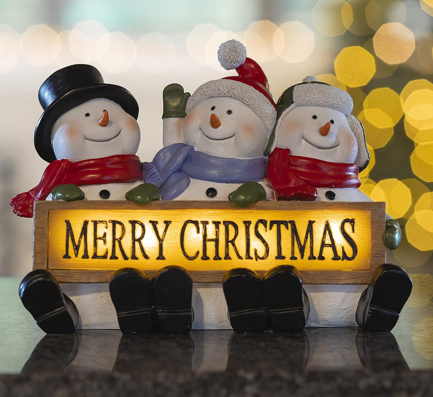 Glowing Snowman Merry Christmas Sign