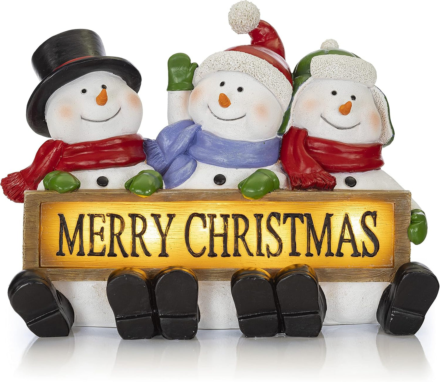 Glowing Snowman Merry Christmas Sign